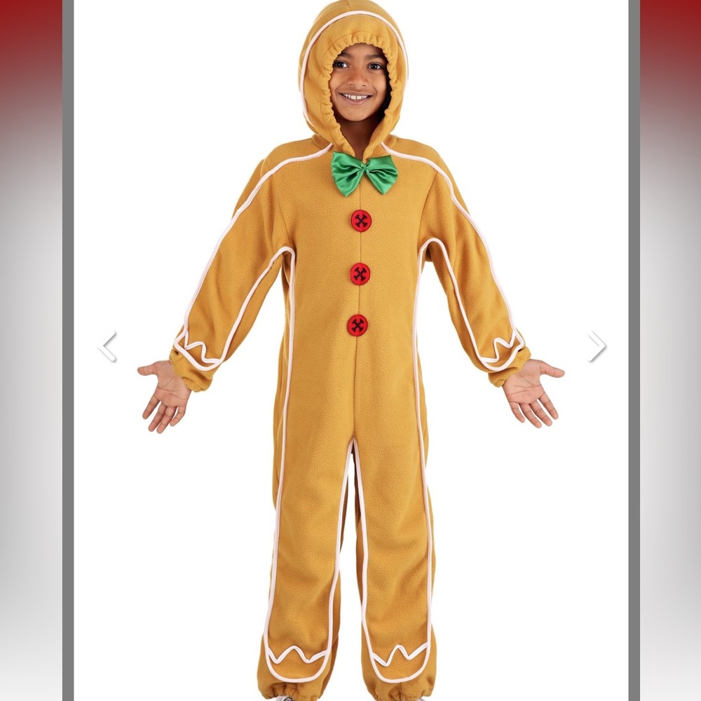 Kids Gingerbread Costume with Green Bow